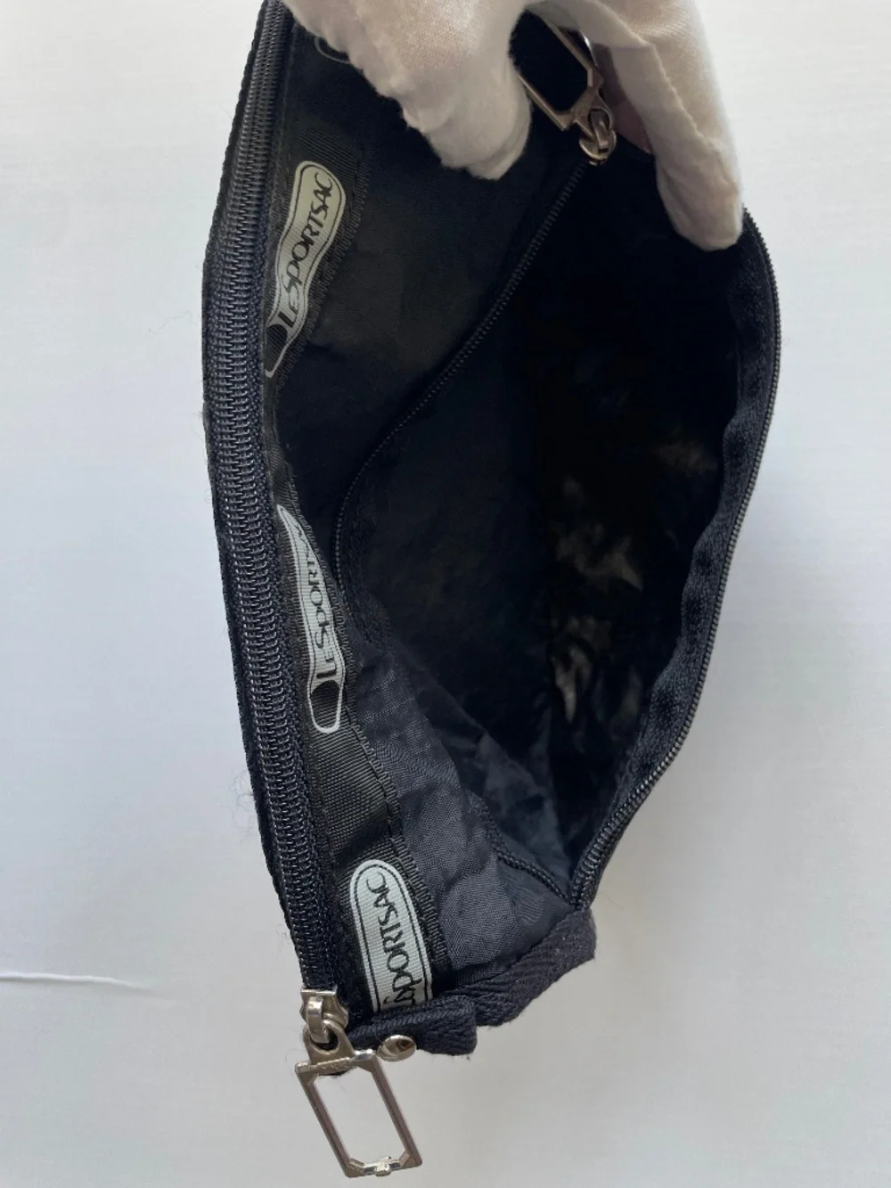 LeSportsac 2-Zip Cosmetic Pouch Bag | Solid Black Ripstop Nylon Travel Organizer
